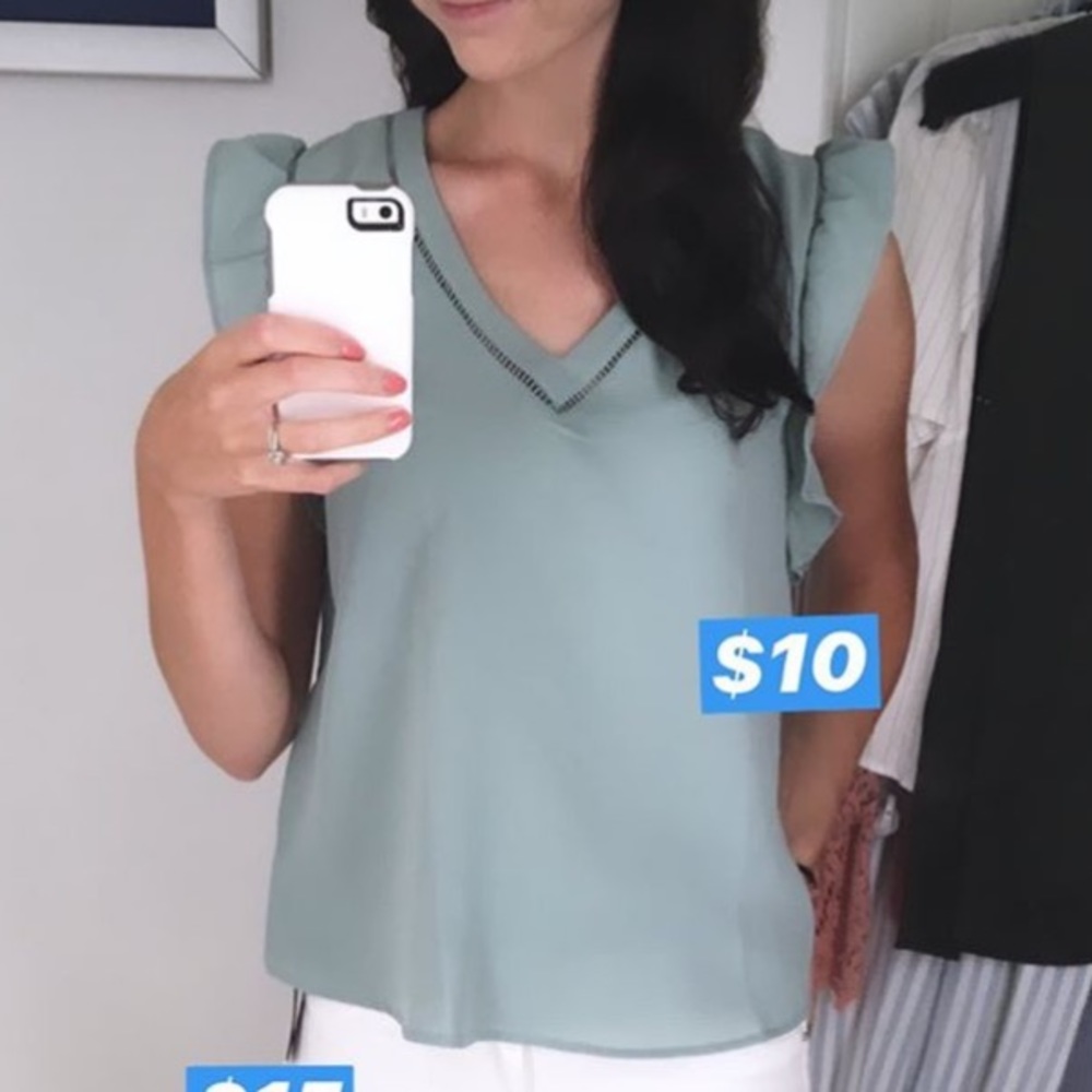 Mint blue tank ruffles small blouse